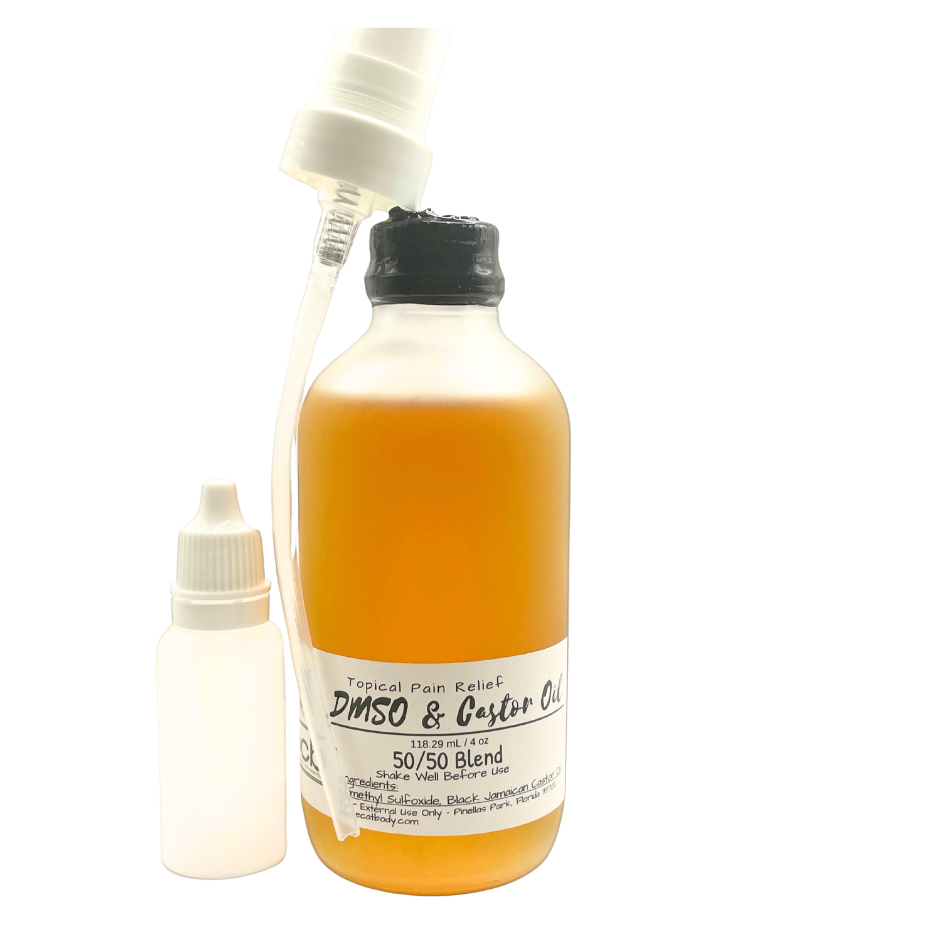 5050 DMSO & Castor Oil Blend Pump bottle against a clean, neutral background.