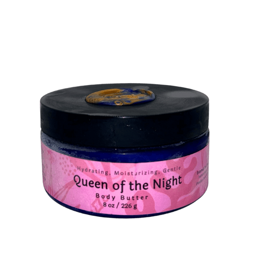 Jar of Queen of the Night Body Butter, showcasing its rich and creamy texture.
