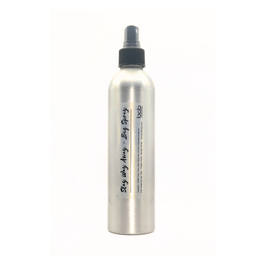 Bottle of Stay Way Away Natural Bug Spray, showcasing its compact and convenient design.
