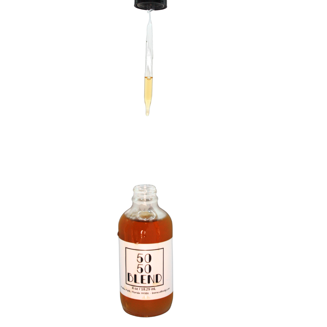 Glass dropper bottle of 50% DMSO and 50% Castor Oil for easy, precise application use.