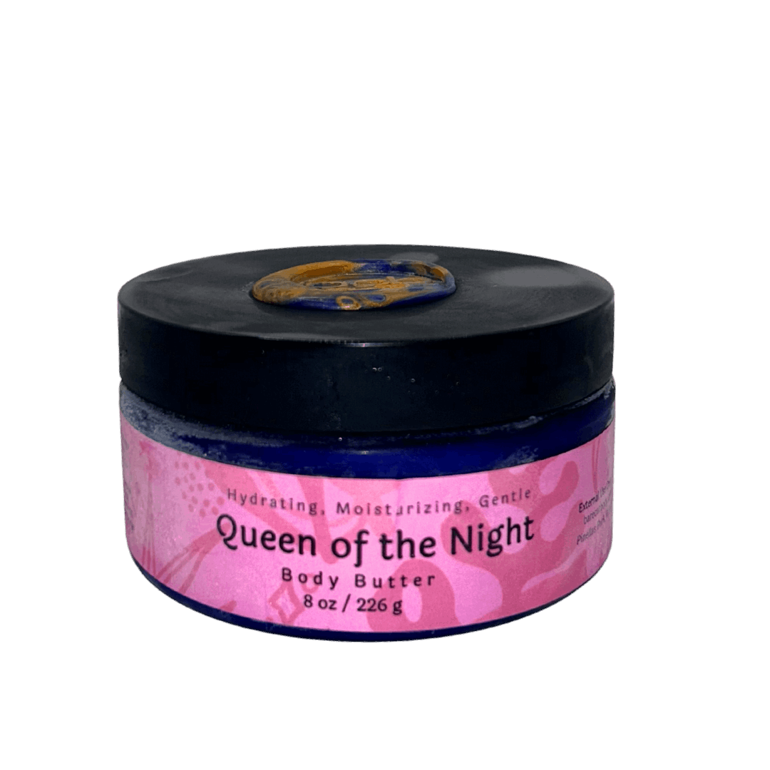 Jar of Queen of the Night Body Butter, showcasing its rich and creamy texture.