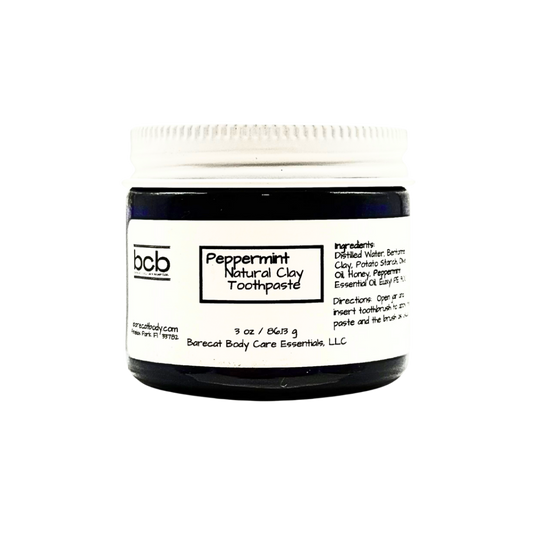 Barecat Body Care Essentials peppermint natural clay toothpaste jar on a white background