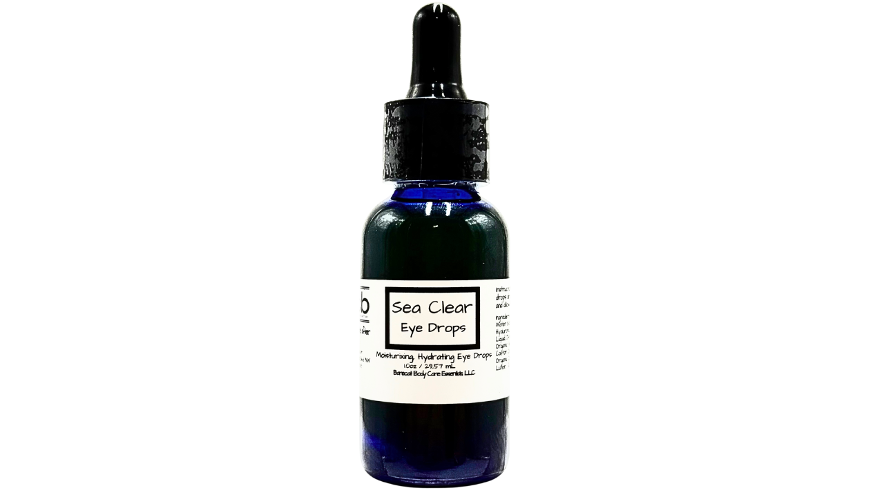 Bottle of Sea Clear Eye Drops on a white background