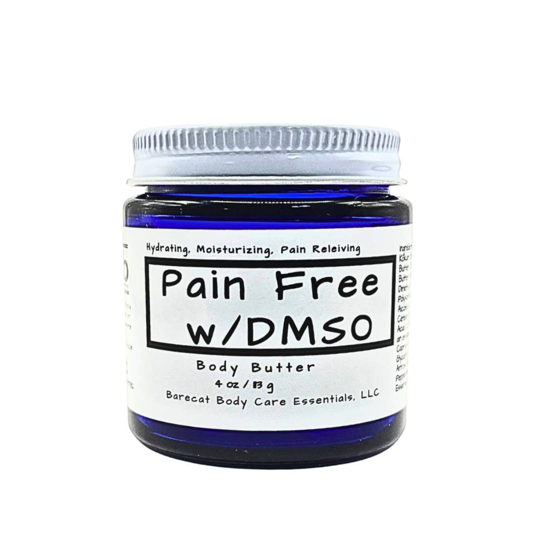 Barecat Body pain relieving body butter with DMSO jar