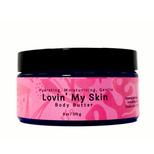 Container of Lovin’ My Skin Gentle Body Butter displaying its rich and creamy texture.