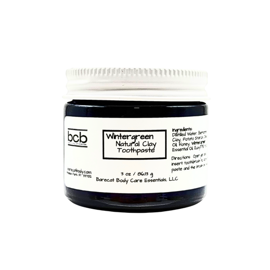 Jar of BCB Wintergreen Natural Clay Toothpaste on a white background